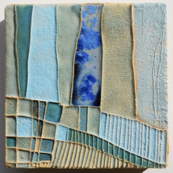 Blue Textured Ceramic Art Tile